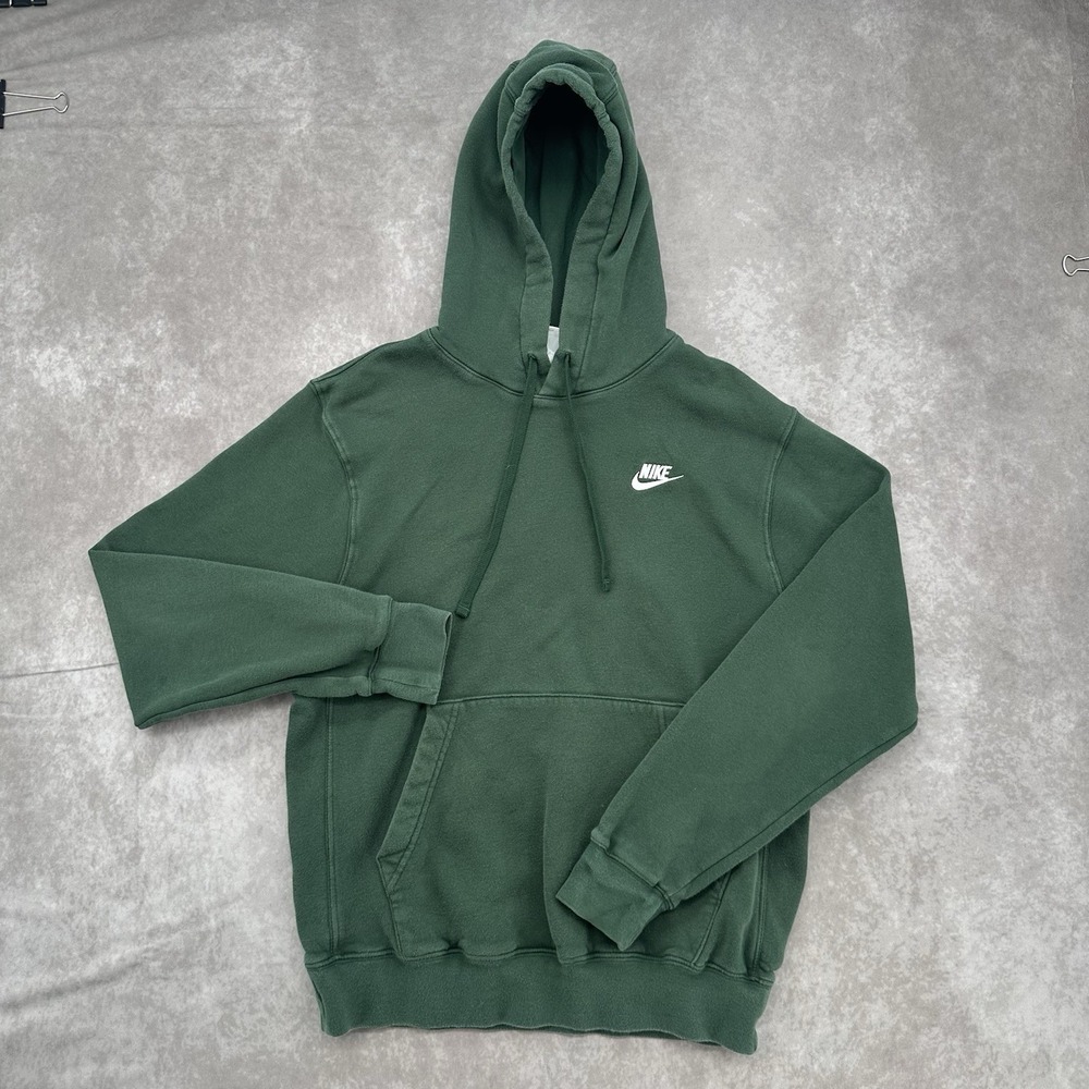 Nike Sportswear Men's L Green Pullover Hoodie Fleece Swoosh Sweatshirt